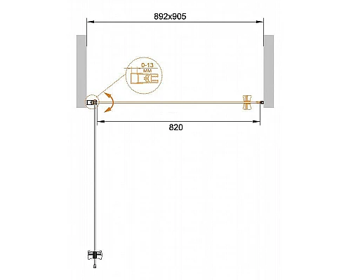 Купить Душевая дверь Cezares Eco 90 ECO-O-B-1-90-P-Cr профиль Хром стекло рифленое в магазине сантехники Santeh-Crystal.ru