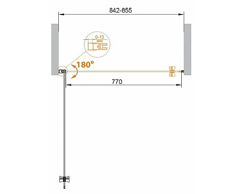 Купить Душевая дверь Cezares Eco 85 ECO-O-B-1-85-P-Cr профиль Хром стекло рифленое в магазине сантехники Santeh-Crystal.ru