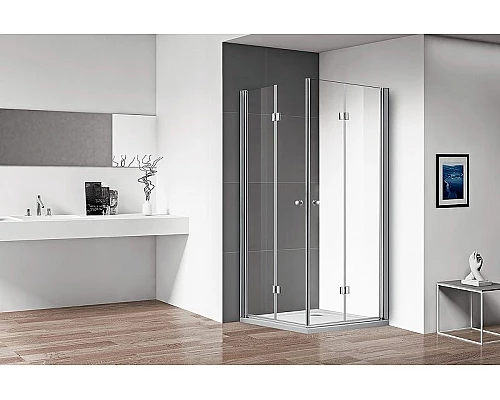 Приобрести Душевой уголок Cezares Eco 80x80 ECO-O-AS-2-80-C-Cr профиль Хром стекло прозрачное в магазине сантехники Santeh-Crystal.ru