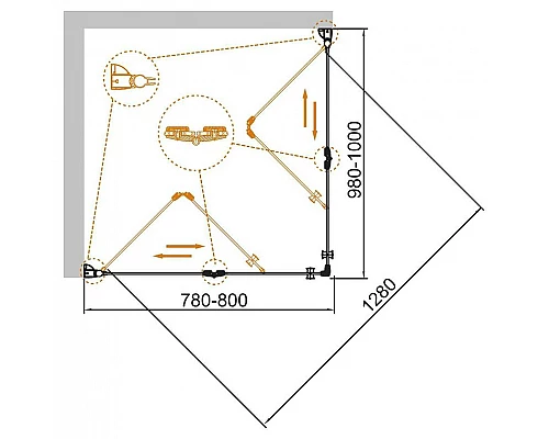 Купить Душевой уголок Cezares Eco 80x100 ECO-O-ASH-2-80/100-C-Cr профиль Хром стекло прозрачное в магазине сантехники Santeh-Crystal.ru