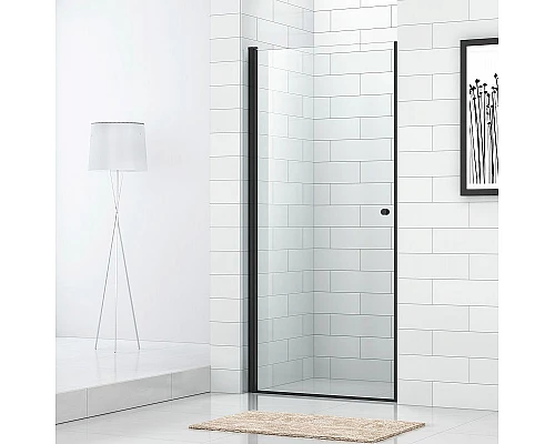 Заказать Душевая дверь Cezares Eco 80 ECO-O-B-1-80-C-NERO профиль Черный матовый стекло прозрачное в магазине сантехники Santeh-Crystal.ru