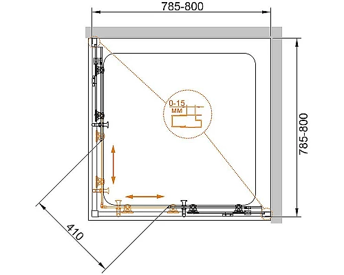 Заказать Душевой уголок Cezares Eco 80x80 ECO-O-A-2-80-C-Cr профиль Хром стекло прозрачное в магазине сантехники Santeh-Crystal.ru