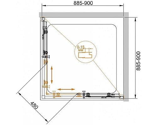 Купить Душевой уголок Cezares Eco 90x90 ECO-O-A-2-90-C-Cr профиль Хром стекло прозрачное в магазине сантехники Santeh-Crystal.ru