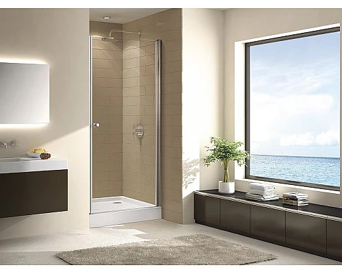 Купить Душевая дверь Cezares Eco 80 ECO-O-B-1-80-C-Cr профиль Хром стекло прозрачное в магазине сантехники Santeh-Crystal.ru