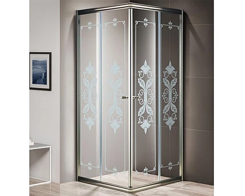 Заказать Душевой уголок Cezares Giubileo A-2 80х80 GIUBILEO-A-2-80-SCORREVOLE-CP-Br стекло прозрачное с матовым принтом профиль Бронза в магазине сантехники Santeh-Crystal.ru