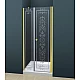 Купить Душевая дверь в нишу Cezares ROYAL PALACE-A-B-11-100+90-CP-G профиль Золото стекло прозрачное с матовым узором в магазине сантехники Santeh-Crystal.ru