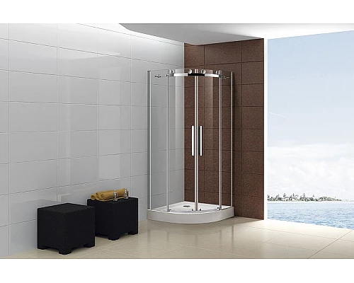 Заказать Душевой уголок Cezares Stylus-M 90x90 STYLUS-O-M-R-2-90-C-Cr профиль Хром стекло прозрачное в магазине сантехники Santeh-Crystal.ru