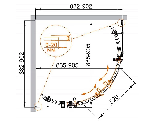 Заказать Душевой уголок Cezares Stylus-M 90x90 STYLUS-O-M-R-2-90-C-Cr профиль Хром стекло прозрачное в магазине сантехники Santeh-Crystal.ru