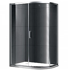 Душевой уголок Gemy Victoria 100х90 радиальный ассиметричный одна дверца профиль Хром стекло прозрачное