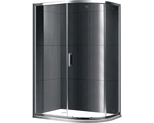 Приобрести Душевой уголок Gemy Victoria 100х90 радиальный ассиметричный одна дверца профиль Хром стекло прозрачное в магазине сантехники Santeh-Crystal.ru