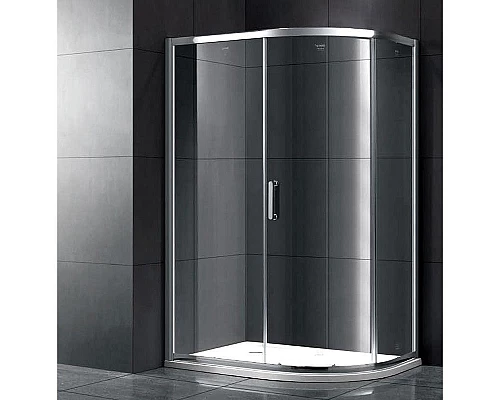Приобрести Душевой уголок Gemy Victoria 100х90 радиальный ассиметричный одна дверца профиль Хром стекло прозрачное в магазине сантехники Santeh-Crystal.ru