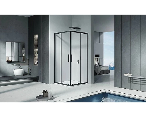 Приобрести Душевой уголок Good Door Cofe CR-90-C-B 90x90 КФ00006 профиль Черный стекло прозрачное в магазине сантехники Santeh-Crystal.ru