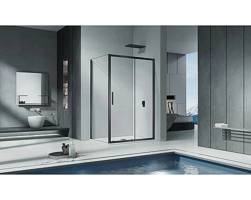 Приобрести Душевая дверь Good Door Cofe WTW-120-C-B 120 КФ00011 профиль Черный стекло прозрачное в магазине сантехники Santeh-Crystal.ru