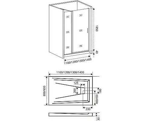 Купить Душевая дверь Good Door Fantasy 130 WTW-130-C-CH ФА00027 профиль Хром стекло прозрачное в магазине сантехники Santeh-Crystal.ru