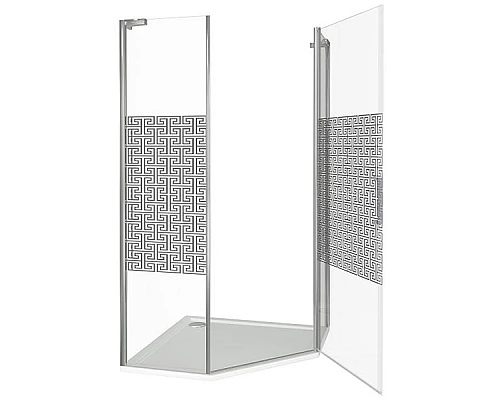 Купить Душевой уголок Good Door Fantasy PNT-100-F-CH 100x100 профиль Хром стекло прозрачное с рисунком в магазине сантехники Santeh-Crystal.ru