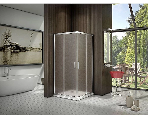 Купить Душевой уголок Good Door Latte CR-90-G-WE 90x90 профиль Белый стекло Grape в магазине сантехники Santeh-Crystal.ru