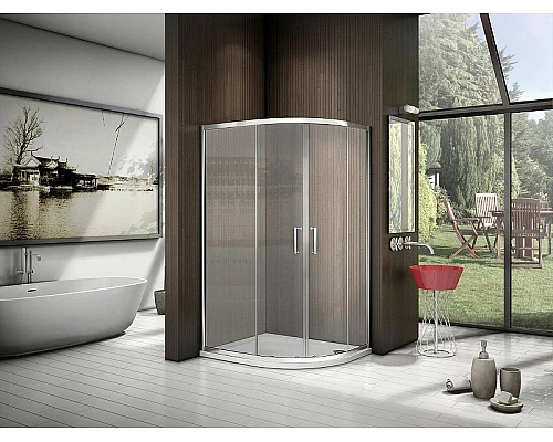 Купить Душевой уголок Good Door Latte R-120-G-WE 120x80 профиль Белый стекло Grape в магазине сантехники Santeh-Crystal.ru