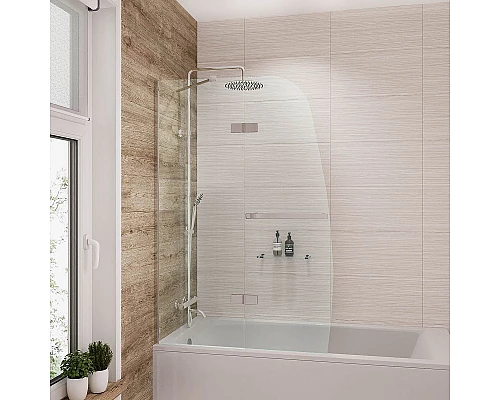 Купить Шторка на ванну Grossman 100 GR-102/1 профиль Хром стекло прозрачное в магазине сантехники Santeh-Crystal.ru