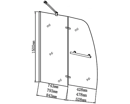 Купить Шторка на ванну Grossman 100 GR-102/1 профиль Хром стекло прозрачное в магазине сантехники Santeh-Crystal.ru