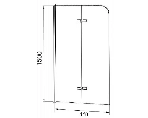 Купить Шторка на ванну Grossman 110x150 GR-106110BLACK профиль Черный стекло прозрачное в магазине сантехники Santeh-Crystal.ru