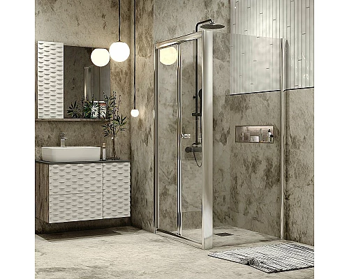 Купить Душевой уголок Grossman Alba 80х80 GR-8080Al2 профиль Хром стекло прозрачное в магазине сантехники Santeh-Crystal.ru