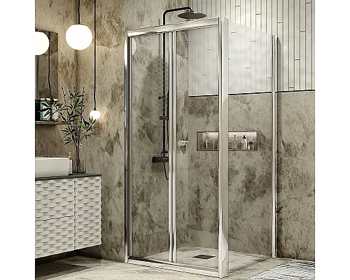 Приобрести Душевой уголок Grossman Alba 90х90 GR-9090Al2 профиль Хром стекло прозрачное в магазине сантехники Santeh-Crystal.ru