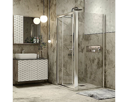 Приобрести Душевой уголок Grossman Alba 90х90 GR-9090Al2 профиль Хром стекло прозрачное в магазине сантехники Santeh-Crystal.ru