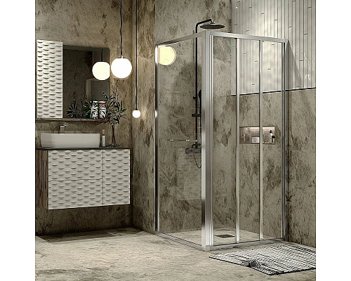 Заказать Душевой уголок Grossman Alba 90х90 GR-9090Al1 профиль Хром стекло прозрачное в магазине сантехники Santeh-Crystal.ru