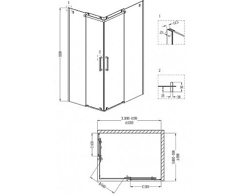 Заказать Душевой уголок Grossman Cosmo 120х90 R GR-1120R профиль Хром стекло прозрачное в магазине сантехники Santeh-Crystal.ru