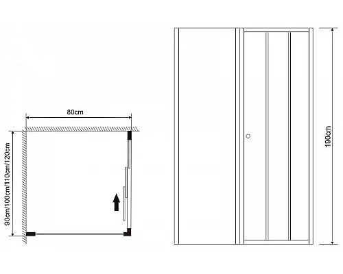 Приобрести Душевая стенка Grossman Falcon 80 GR-P80Fa профиль Хром стекло прозрачное в магазине сантехники Santeh-Crystal.ru