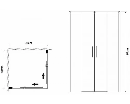 Купить Душевой уголок Grossman Fly 90х90 GR-9090Fl профиль Хром стекло прозрачное в магазине сантехники Santeh-Crystal.ru