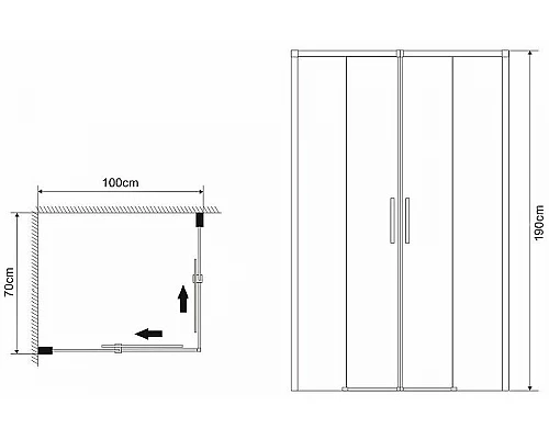 Приобрести Душевой уголок Grossman Fly 70х100 GR-7010Fl профиль Хром стекло прозрачное в магазине сантехники Santeh-Crystal.ru