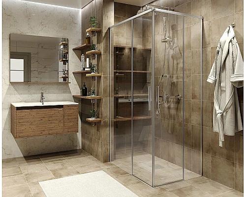 Купить Душевой уголок Grossman Fly 80х100 GR-8010Fl профиль Хром стекло прозрачное в магазине сантехники Santeh-Crystal.ru