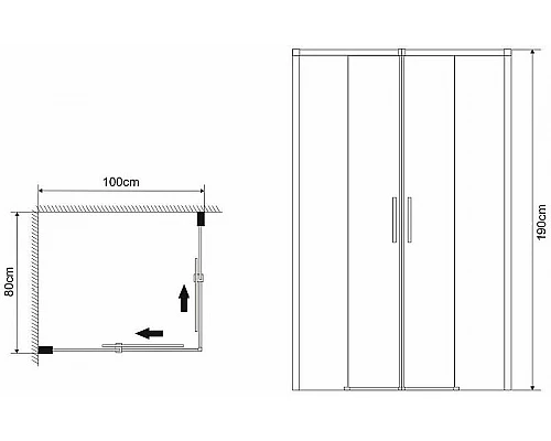 Купить Душевой уголок Grossman Fly 80х100 GR-8010Fl профиль Хром стекло прозрачное в магазине сантехники Santeh-Crystal.ru