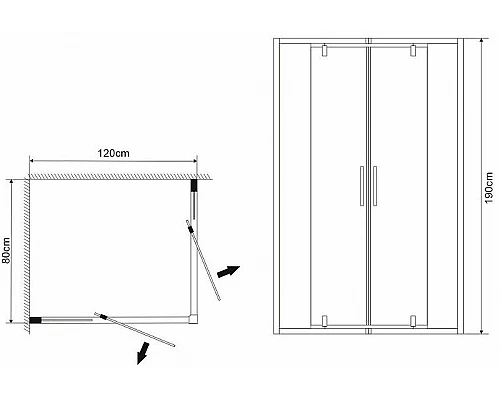 Заказать Душевой уголок Grossman Forta 120х80 GR-1280RFo профиль Хром стекло прозрачное в магазине сантехники Santeh-Crystal.ru