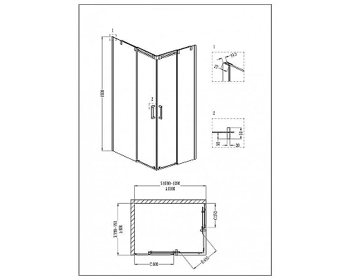 Заказать Душевой уголок Grossman Galaxy 110х80 L GR-3110L профиль Хром стекло прозрачное в магазине сантехники Santeh-Crystal.ru