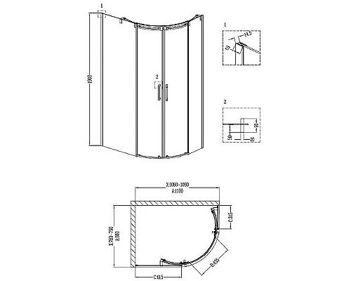 Заказать Душевой уголок Grossman Galaxy 110x80 L GR-4110L профиль Хром стекло прозрачное в магазине сантехники Santeh-Crystal.ru