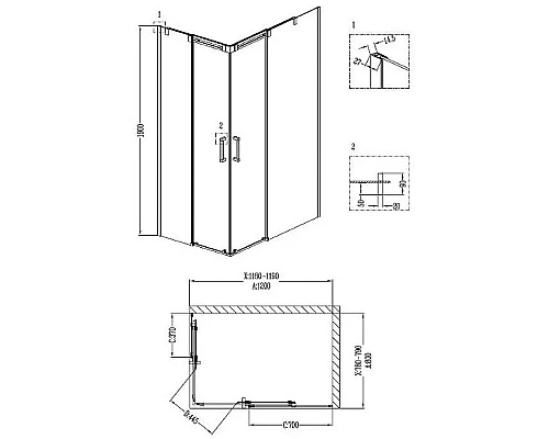 Купить Душевой уголок Grossman Galaxy 120x80 R GR-3120R профиль Хром стекло прозрачное в магазине сантехники Santeh-Crystal.ru