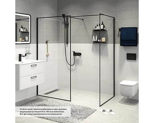 Купить Душевая перегородка Iddis Slide SLI8BS8i23 80x195 профиль Черный стекло прозрачное в магазине сантехники Santeh-Crystal.ru