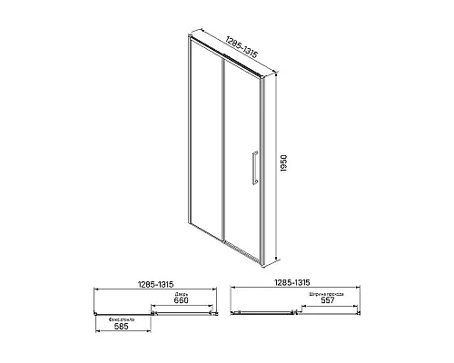 Купить Душевая дверь Iddis Slide 132 SLI6BS3i69 профиль Черный стекло прозрачное в магазине сантехники Santeh-Crystal.ru