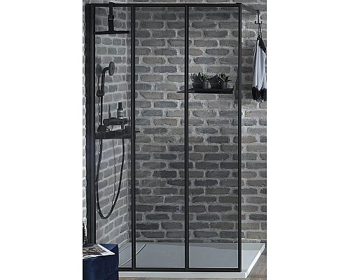 Приобрести Душевая стенка Jacob Delafon Nouvelle Vague 30 E94WS30-B1 профиль Черный матовый стекло прозрачное в магазине сантехники Santeh-Crystal.ru