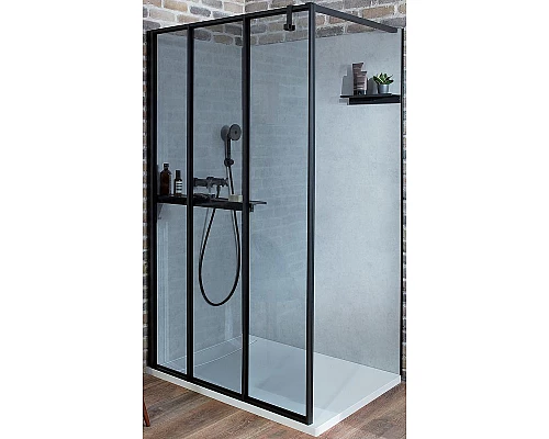 Приобрести Душевая стенка Jacob Delafon Nouvelle Vague 30 E94WS30-B1 профиль Черный матовый стекло прозрачное в магазине сантехники Santeh-Crystal.ru