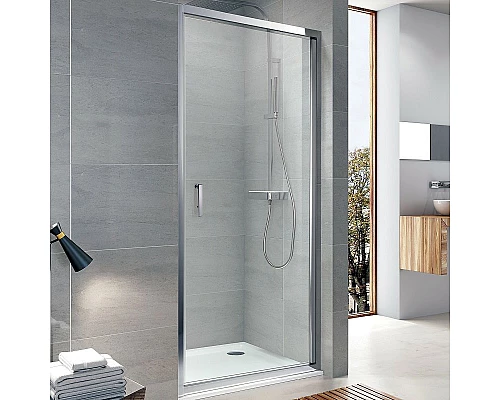 Заказать Душевая дверь Koller Pool Aqua Line 90 NS90G профиль Хром стекло рифленое в магазине сантехники Santeh-Crystal.ru