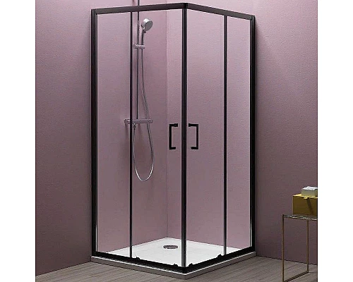 Купить Душевой уголок Kolpa San Eco Quat TKK 80x80 515230 профиль Черный стекло прозрачное в магазине сантехники Santeh-Crystal.ru