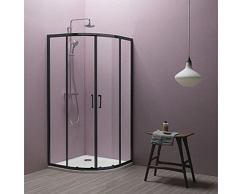 Купить Душевой уголок Kolpa San Eco Quat TKP 80x80 515290 профиль Черный стекло прозрачное в магазине сантехники Santeh-Crystal.ru