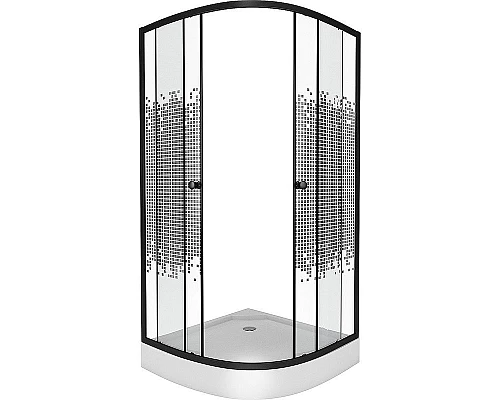 Купить Душевой уголок Niagara Eco 80х80 NG-003-14 Black профиль Черный стекло с рисунком в магазине сантехники Santeh-Crystal.ru
