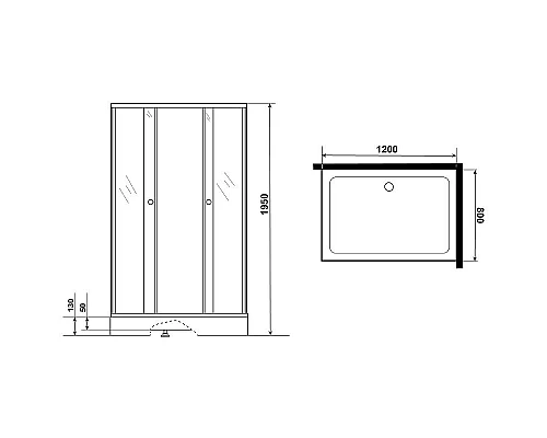 Заказать Душевой уголок Niagara Eco 120х80 NG-012-14QT профиль Черный стекло тонированное в магазине сантехники Santeh-Crystal.ru