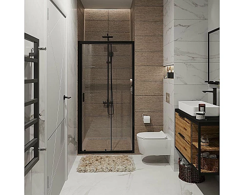 Приобрести Душевая дверь Niagara Nova 90 NG-82-9AB профиль Черный стекло прозрачное в магазине сантехники Santeh-Crystal.ru