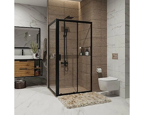 Приобрести Душевая дверь Niagara Nova 90 NG-82-9AB профиль Черный стекло прозрачное в магазине сантехники Santeh-Crystal.ru