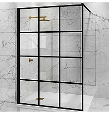 Душевая перегородка Paini 100 Walk-In 100G профиль Черный матовый стекло прозрачное с рисунком